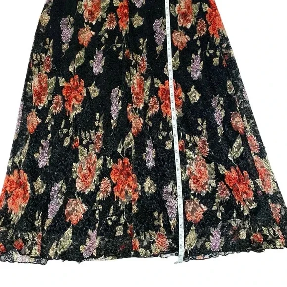 VGT RONNIE NICOLE by Ouida Dress Maxi Black Net Overlay Fairygoth Floral Size 16 - Picture 9 of 12